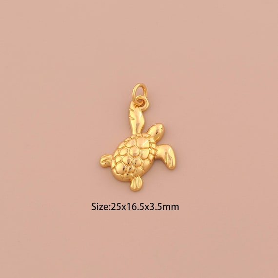 18K Gold Turtle Charms,Animal Charms Pendants,Turtle Charm for DIY Jewelry Making Supply