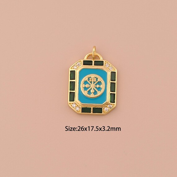 18K Gold Lucky Symbol Charms,CZ Pave Minimalist Charms Pendants,Lucky Symbol Charm for DIY Jewelry Making Supply
