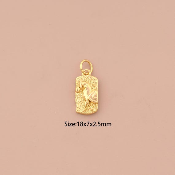 18K Gold Horse Charms,Animal Charms Pendants,Horse Charm for DIY Jewelry Making Supply