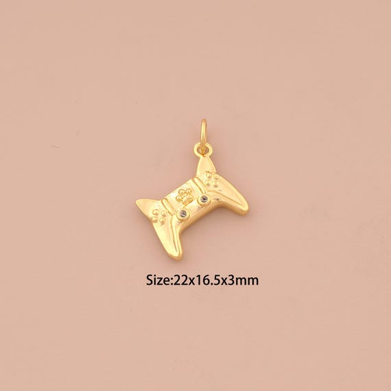 18K Gold Gamepad Charms,CZ Pave Gamepad Charms Pendants,Gamepad Charm for DIY Jewelry Making Supply