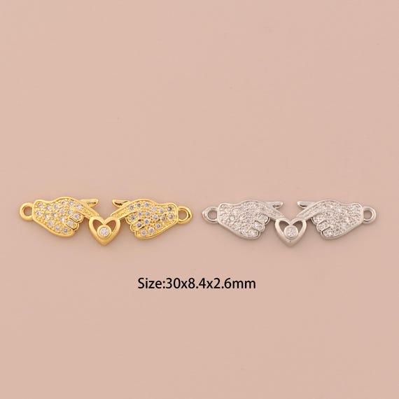18K Gold Gesture Connector,CZ Pave Heart Connector Charms,Hand Connector for DIY Jewelry Making Supply