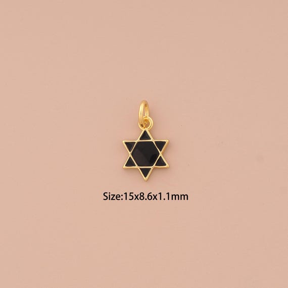 18K Gold Jewish Star Charms,Enamel David Star Charms Pendants,Hexagram Charm for DIY Jewelry Making Supply