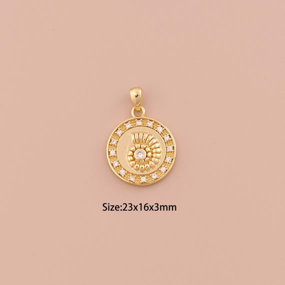 18K Gold Snail Shell Charms,CZ Pave Minimalist Charms Pendants,Snail Shell Charm for DIY Jewelry Making Supply