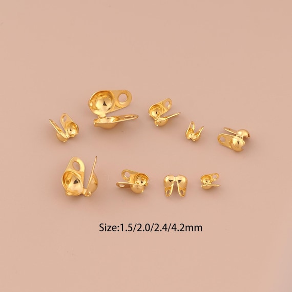 50 pcs 18K Gold Clamshell Calotte Bead Tip End Cap Knot Cover for DIY Jewelry Making Supply