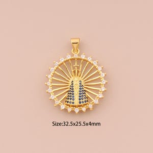 18K Gold Pope Charms,CZ Pave Religion Charms Pendants,Catholic Charm for DIY Jewelry Making Supply