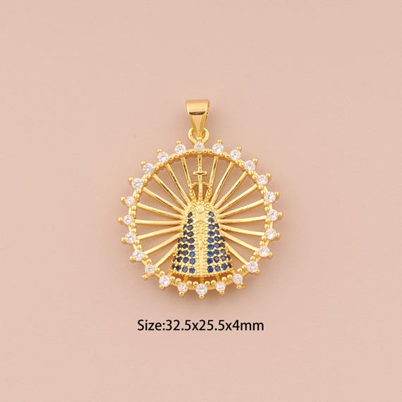 18K Gold Pope Charms,CZ Pave Religion Charms Pendants,Catholic Charm for DIY Jewelry Making Supply