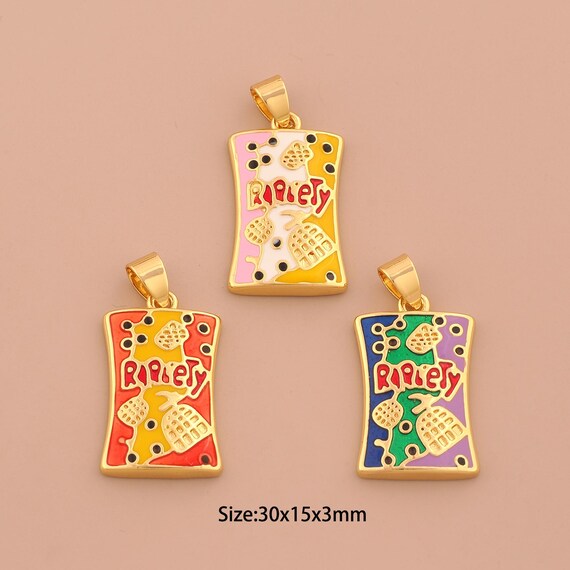 18K Gold Candy Charms,Enamel Sweet Charms Pendants,Candy Charm for DIY Jewelry Making Supply