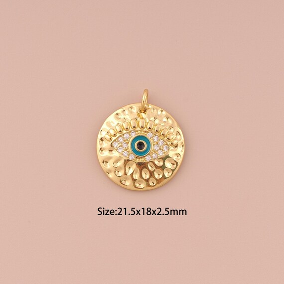 18K Gold Evil Eye Charms,CZ Pave Minimalist Charms Pendants,Enamel Devil Eye Charm for DIY Jewelry Making Supply