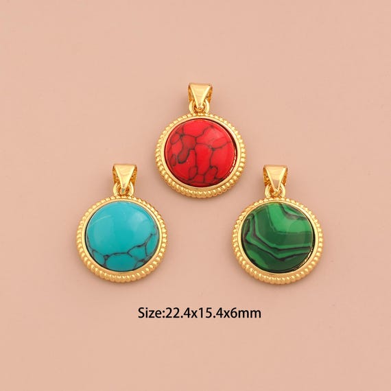 18K Gold Round Charms,Round Charms Pendants,Round Charm for DIY Jewelry Making Supply