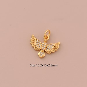 18K Gold Bald Eagle Charms,CZ Pave Animal Charms Pendants,Bald Eagle Charm for DIY Jewelry Making Supply