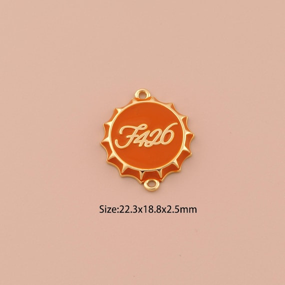 18K Gold Bottle Cap Connector,Minimalist Connector Charms,F426 Connector for DIY Jewelry Making Supply