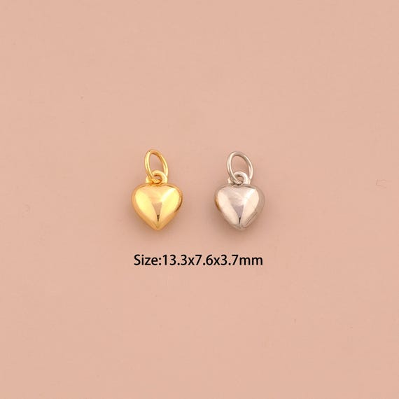 18K Gold Heart Charms,Love Charms Pendants,Heart Charm for DIY Jewelry Making Supply