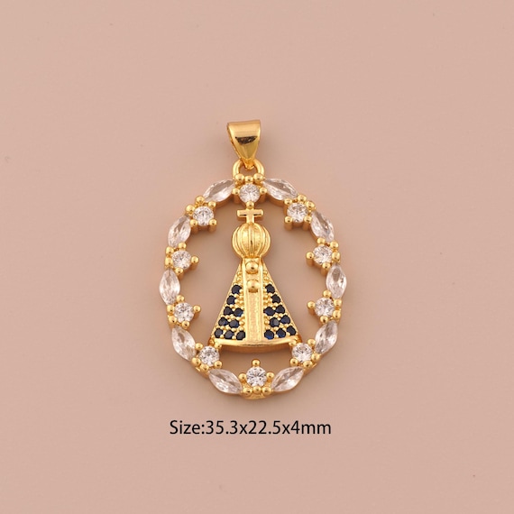 18K Gold Pope Charms,CZ Pave Religious Charms Pendants,Christian Charm for DIY Jewelry Making Supply