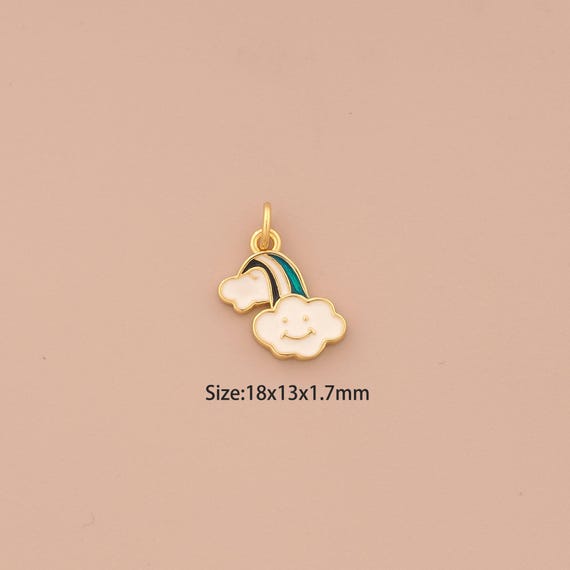 18K Gold Rainbow Cloud Charms,Enamel Cloud Charms Pendants,Rainbow Charm for DIY Jewelry Making Supply