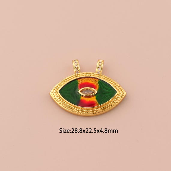 18K Gold Evil Eye Charms,CZ Pave Devil Eye Charms Pendants,Eye Charm for DIY Jewelry Making Supply