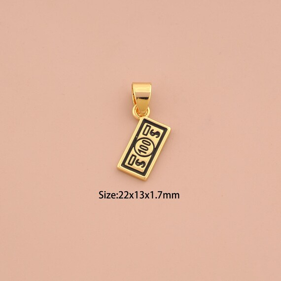 18K Gold Dollar Charms,Enamel Money Charms Pendants,Dollar Charm for DIY Jewelry Making Supply
