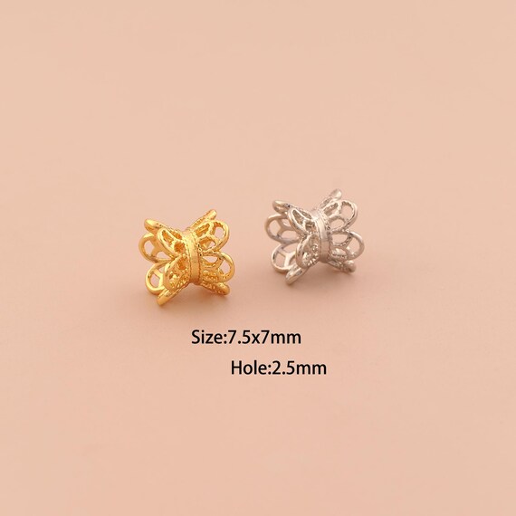 18K Gold Flower Spacer Bead,Tube Bead,Flower Bead for DIY Jewelry Making Supply