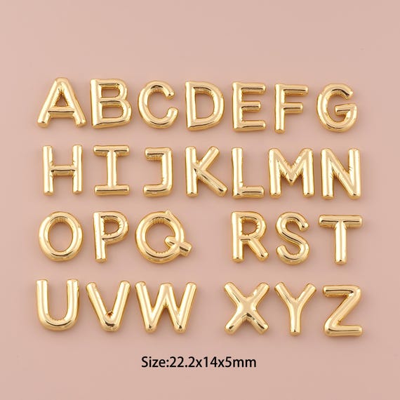 18K Gold Letter Pendant,Initial Charms,Bead Charm for DIY Jewelry Making Supply