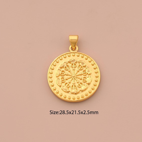 18K Gold Round Charms,Coin Charms Pendants,Disc Charm for DIY Jewelry Making Supply