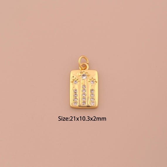 18K Gold Tree of Life Charms,CZ Pave Square Charms Pendants,Tree Charm for DIY Jewelry Making Supply