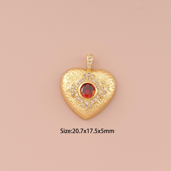 18K Gold Heart Charms,CZ Pave Minimalist Charms Pendants,Heart Charm for DIY Jewelry Making Supply