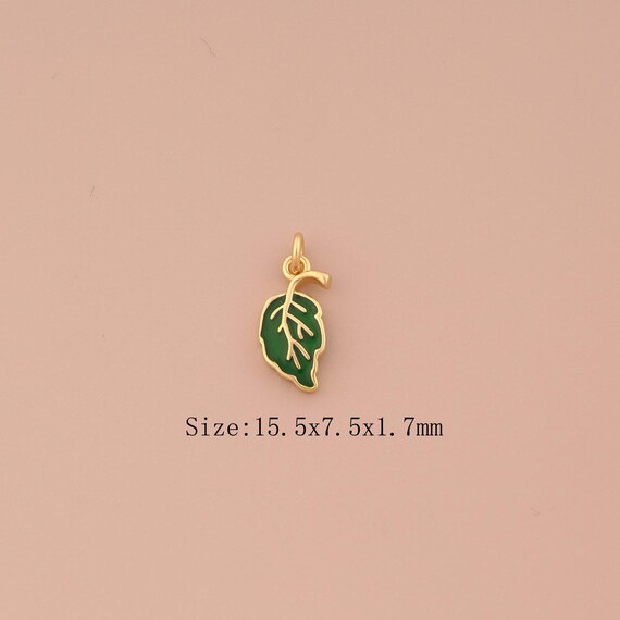 18K Gold Leaf Charms,Enamel Leaf Charms Pendants,Leaf Charm for DIY Jewelry Making Supply