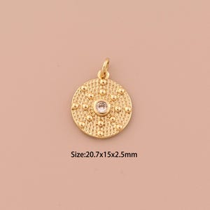 18K Gold Round Charms,Minimalist Charms Pendants,Coin Charm for DIY Jewelry Making Supply