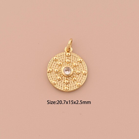 18K Gold Round Charms,Minimalist Charms Pendants,Coin Charm for DIY Jewelry Making Supply