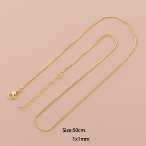 Collar de caja de oro de 18 quilates, collar de cadena, collar de moda, regalo para ella