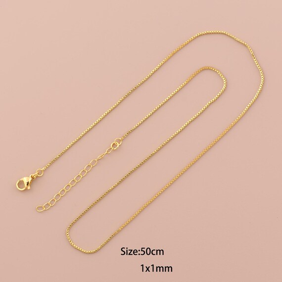 18K Gold Box Necklace,Chain Necklace,Fashion Necklace,Gift for Her