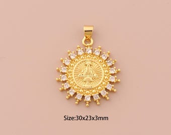 18K Złote Egipskie Faraony Charms, CZ Pave Egipskie Faraony Charms Wisiorki, Egipski Faraon Charms do DIY Biżuteria Making Supply