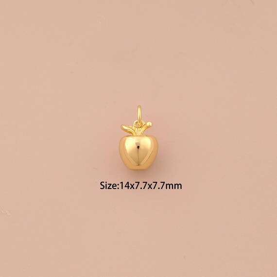 18K Gold Apple Charms,Fruit Charms Pendants,Apple Charm for DIY Jewelry Making Supply