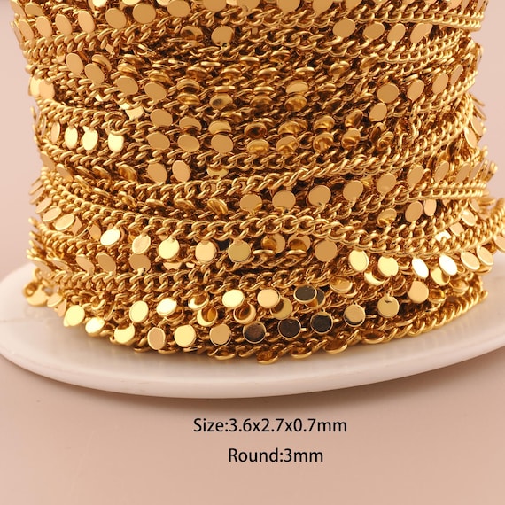 3.28 Feet 18K Gold Curb Chain,Special Chain,Semi-Finished Chain for DIY Jewelry Making Supply