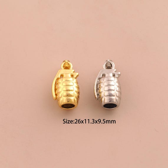 18K Gold Grenade Charms,Grenade Charms Pendants,Grenade Charm for DIY Jewelry Making Supply