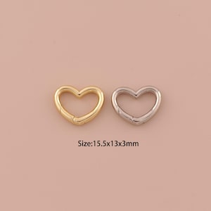 18K Gold Push Door Clasp,Heart Clasp,Snap Clasp for DIY Jewelry Making Supply