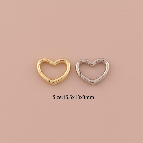 18K Gold Push Door Clasp,Heart Clasp,Snap Clasp for DIY Jewelry Making Supply