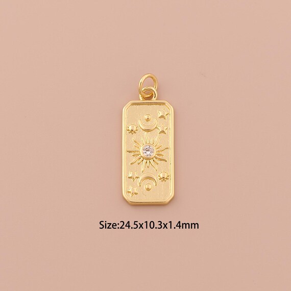 18K Gold Sun Charms,CZ Pave Moon Charms Pendants,Star Charm for DIY Jewelry Making Supply