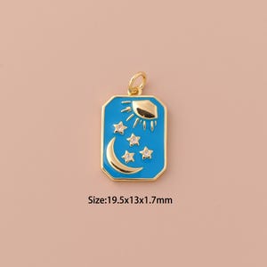 18K Gold Moon Charms,Enamel Sun Charms Pendants,Star Charm for DIY Jewelry Making Supply