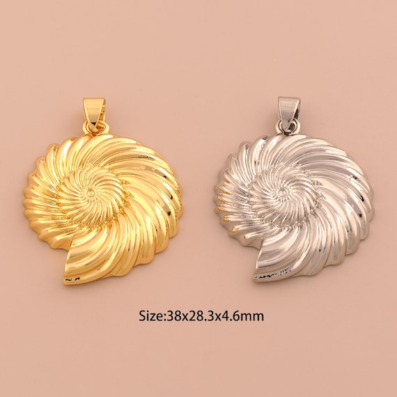 18K Gold Snail Shell Charms,Shell Charms Pendants,Snail Shell Charm for DIY Jewelry Making Supply