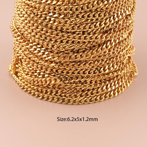 3.28 Feet 18K Gold Curb Chain,Special Chain,Semi-Finished Chain for DIY Jewelry Making Supply