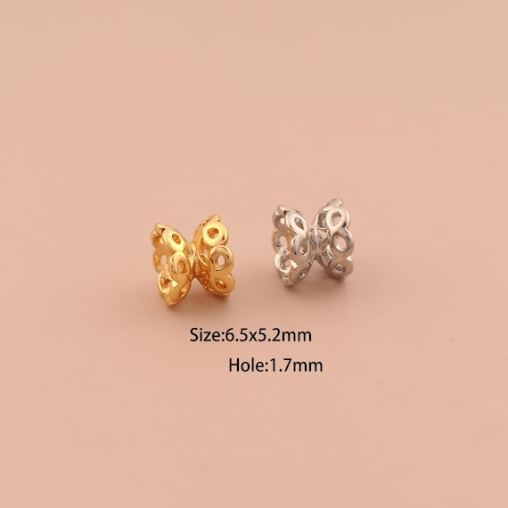18K Gold Flower Spacer Bead,Tube Bead,Flower Bead for DIY Jewelry Making Supply