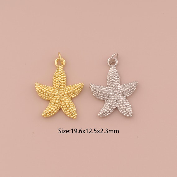 18K Gold Starfish Charms,Minimalist Charms Pendants,Starfish Charm for DIY Jewelry Making Supply