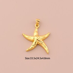 18K Gold Starfish Charms,Minimalist Charms Pendants,Starfish Charm for DIY Jewelry Making Supply