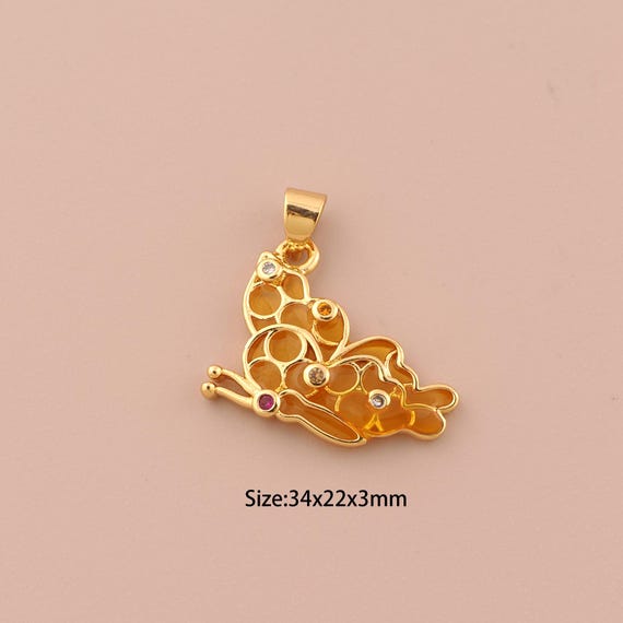 18K Gold Butterfly Charms,CZ Pave Insect Charms Pendants,Butterfly Charm for DIY Jewelry Making Supply