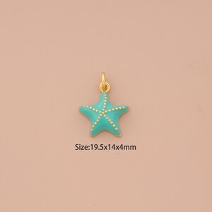18K Gold Starfish Charms,Enamel Starfish Charms Pendants,Starfish Charm for DIY Jewelry Making Supply