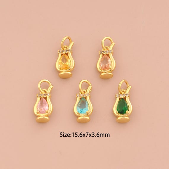 18K Gold Goblet Charms,CZ Pave Wine Glass Charms Pendants,Goblet Charm for DIY Jewelry Making Supply
