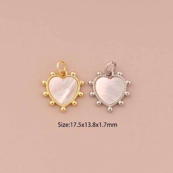 18K Gold Heart Charms,Fritillary Minimalist Charms Pendants,Heart Charm for DIY Jewelry Making Supply
