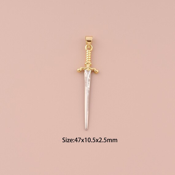 18K Gold Weapon Charms,Sword Charms Pendants,Weapon Charm for DIY Jewelry Making Supply