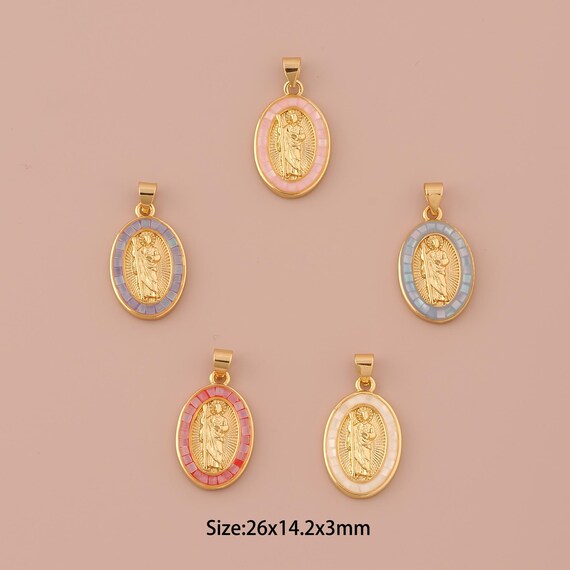 18K Gold St.Juda Charms,Minimalist Charms Pendants,Saint Jude Charm for DIY Jewelry Making Supply