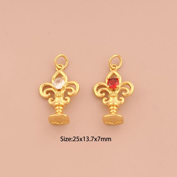 18K Gold Candlestick Charms,CZ Pave Candlestick Charms Pendants,Candlestick Charm for DIY Jewelry Making Supply